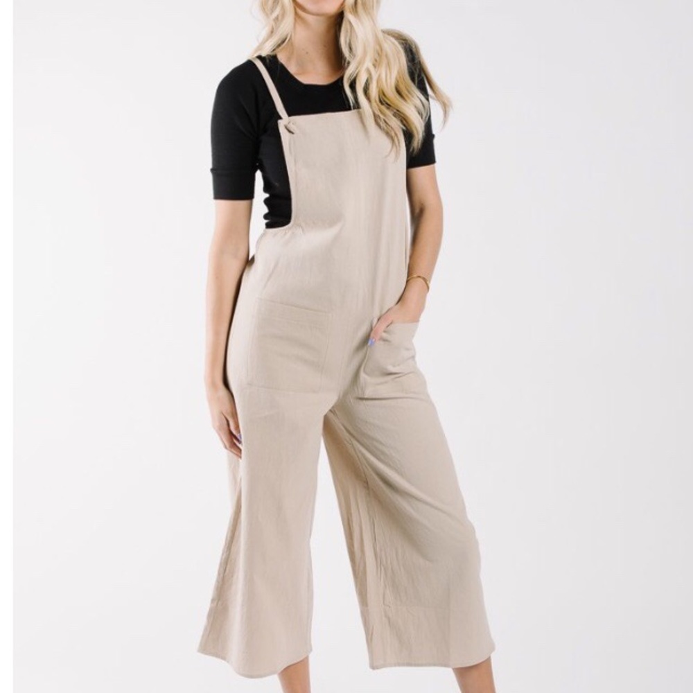 Beige overall romper